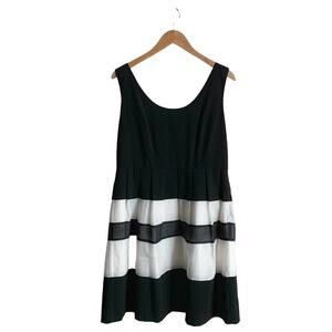 Poppylark black and white fit and flare dress, size L
